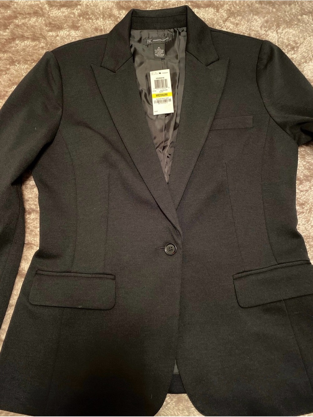 INC International Concepts Black Single-Button Blazer
